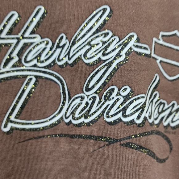 Harley Davidson Brown Logo Dazzle Tank Top Aruba Women's Size Medium L? 19x24 - Picture 8 of 9